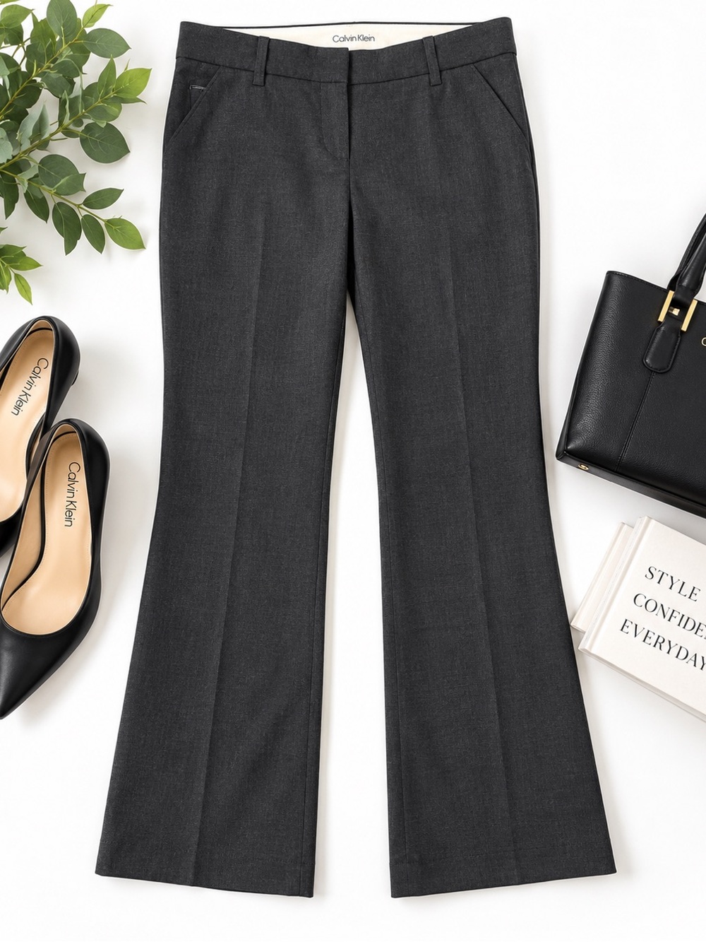 Theory Women’s Charcoal Gray Dress Pants Size 2 Straight Leg Career Trousers